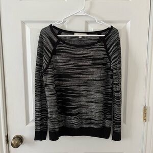 LOFT Black and Gray Striped Women's Sweater